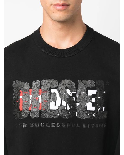 DIESEL Black Logo-Print Cotton Sweatshirt for men