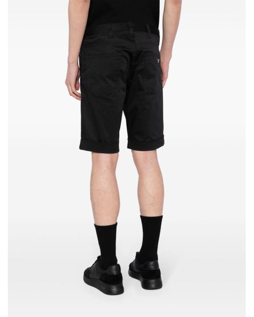 Emporio Armani Black Mid-rise Cotton Shorts for men