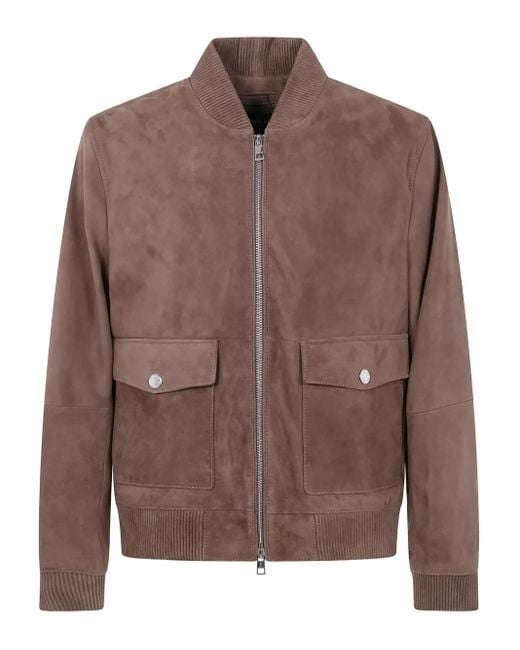 Michael Kors Wildleder-Bomberjacke mit gerippten Bündchen in Brown für Herren