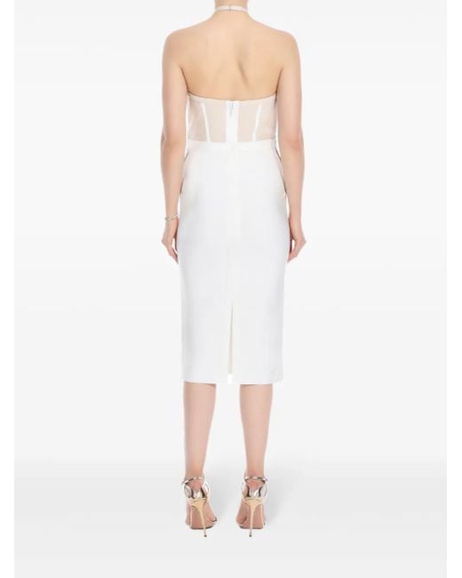 Hervé Léger White Neckholder-Midikleid Mit Fransen