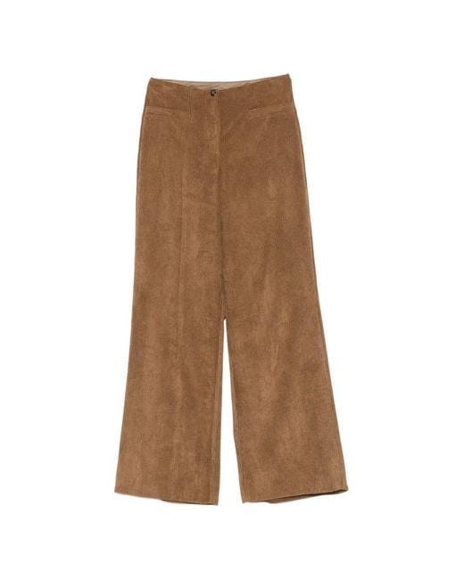 Emme Brown Corduroy-Effect Wide-Leg Trousers
