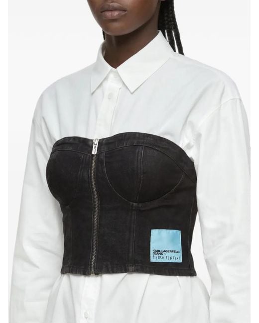 Karl Lagerfeld Black X Pietro Terzini Denim Bandeau Top
