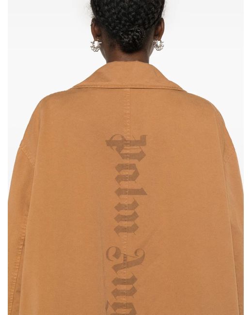 Palm Angels Brown Raw Cut-Hem Single-Breasted Coat
