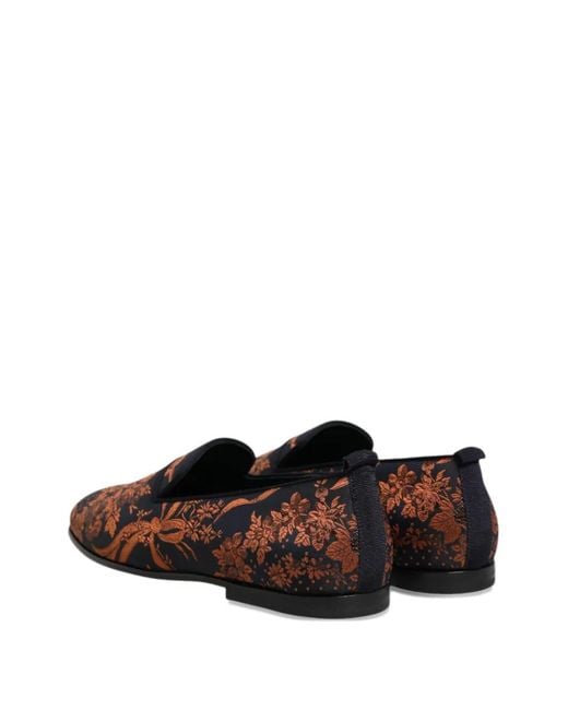 Dolce & Gabbana Brown Floral-Jacquard Loafers for men