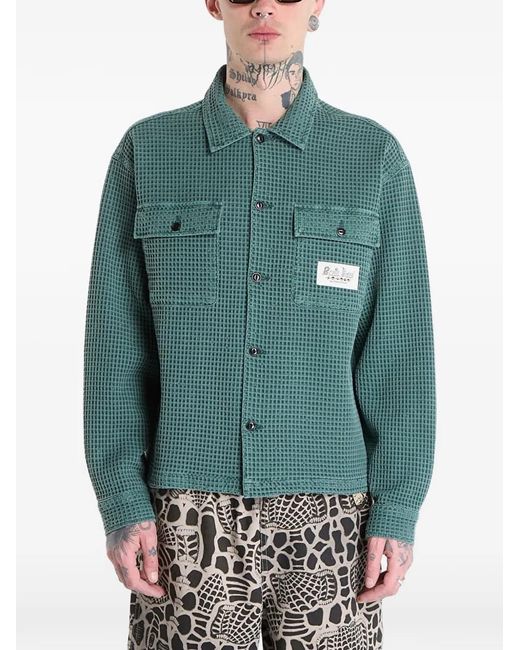 Brain Dead Green Waffle-Knit Shirt for men