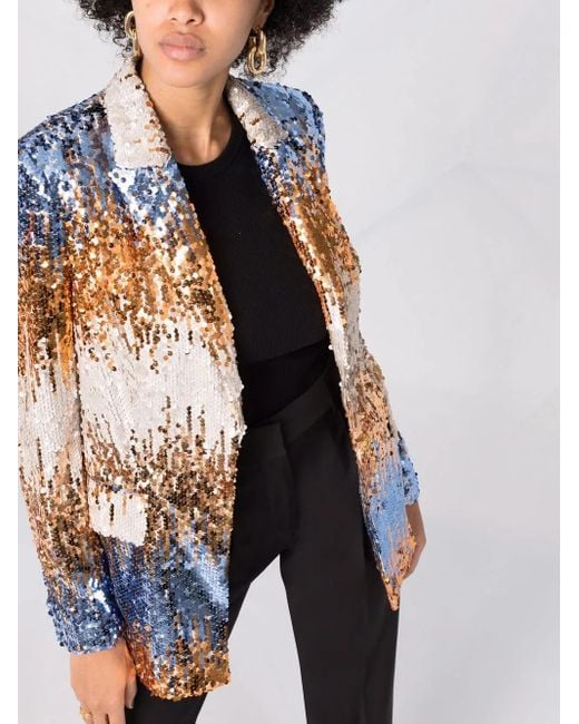 Philipp Plein Blue Sequin Single-Breasted Blazer