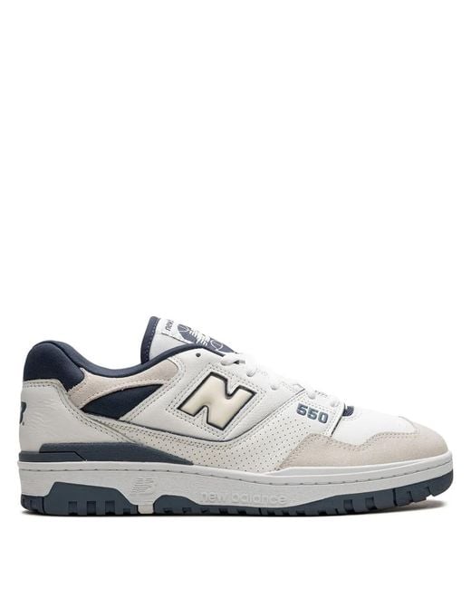 New Balance White 550 Sneakers / Vintage Indigo