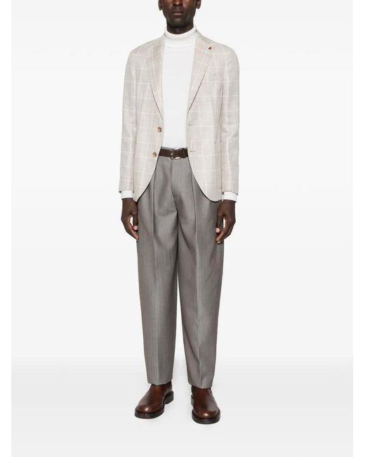 Latorre Gray Check-Pattern Single-Breasted Blazer for men