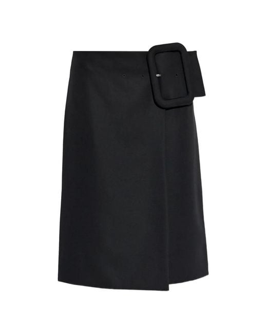 AMI Black Buckle Midi Skirt