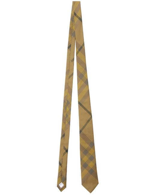 Burberry Metallic Check-pattern Silk Tie for men