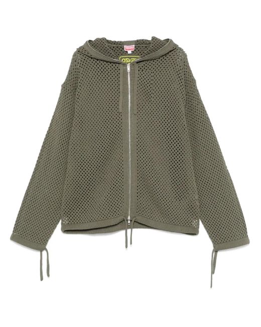 KENZO Green Hooded Mesh Jacket for men