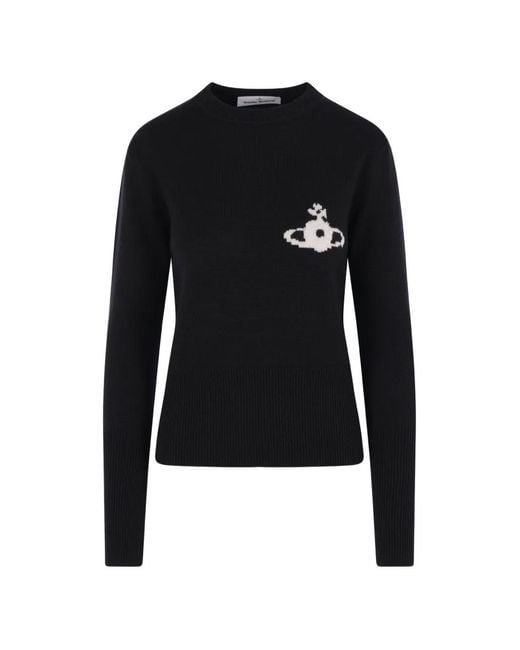 Vivienne Westwood Black Orb-Intarsia Wool Sweater
