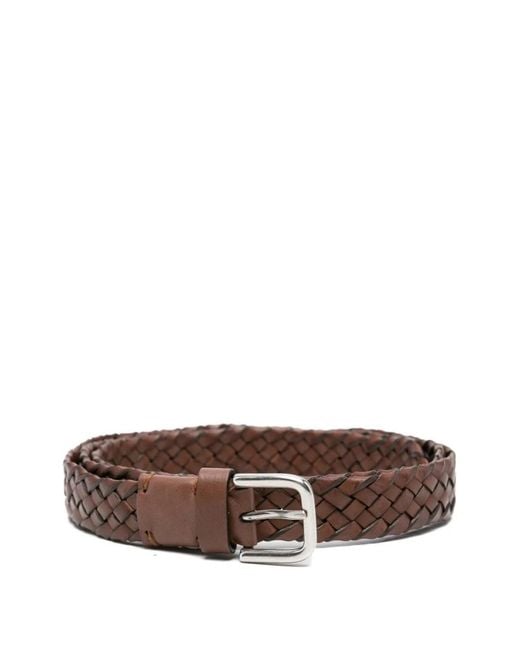 P.A.R.O.S.H. Brown Ceinture En Cuir À Design Tressé
