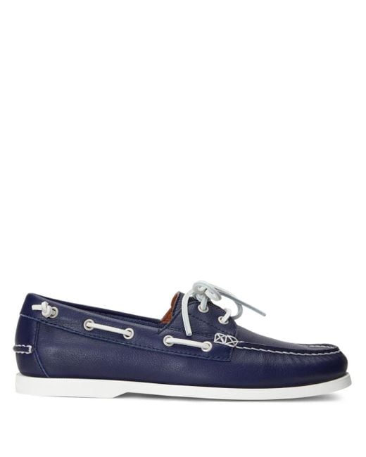 Polo Ralph Lauren Blue Merton Leather Boat Shoes for men