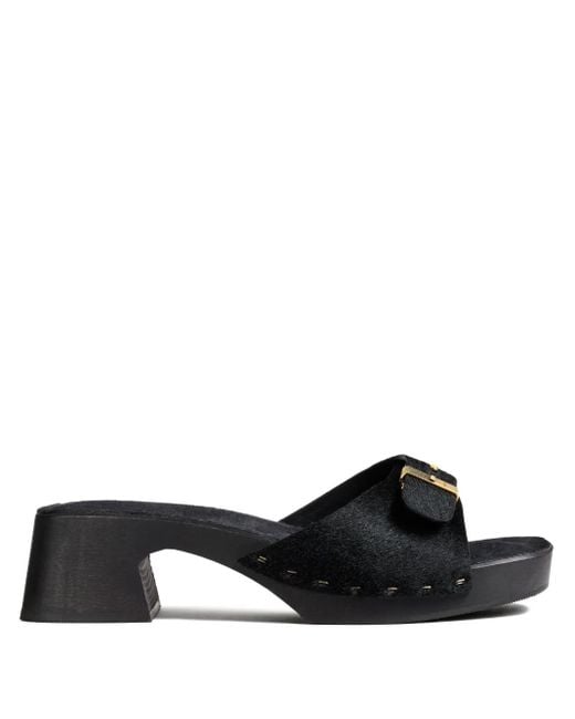 Khaite Black Britt Clog Mules mit Schnalle