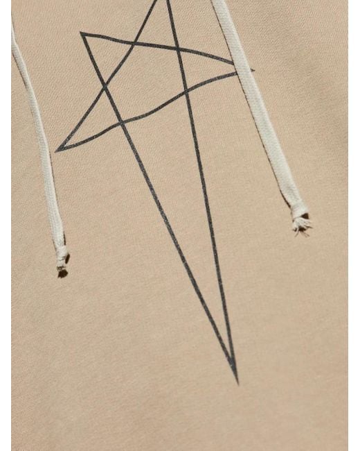 Rick Owens Kordelzug-Hoodie mit Sternstickerei in Natural für Herren