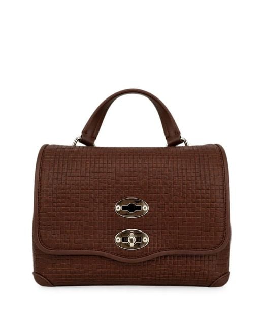 Zanellato Brown Baby Postina Woven-Effect Shoulder Bag