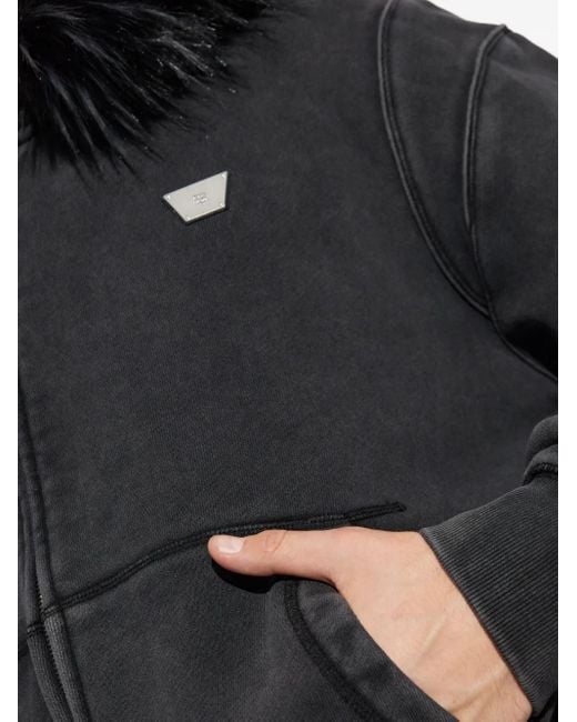 M I S B H V Gray Faux-Fur Trim Hoodie for men