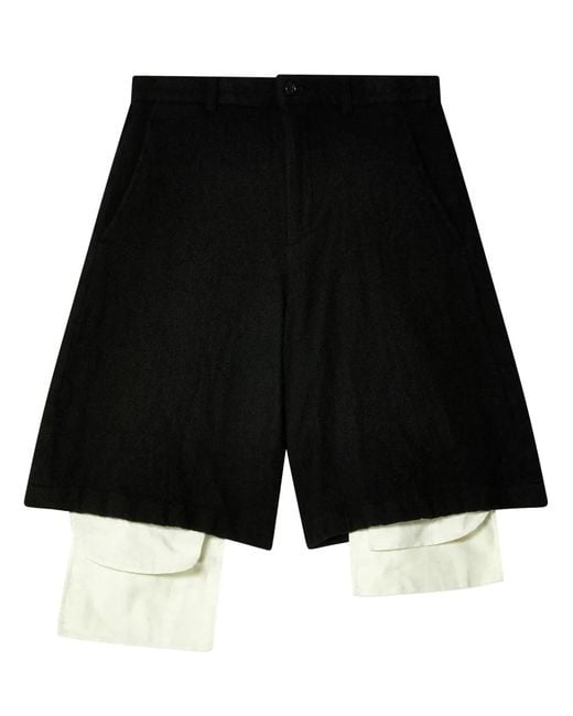 COMME DES GARÇON BLACK Black Layered-Design Shorts for men