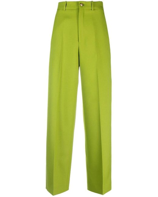 Gucci Green High-waisted Wide-leg Trousers