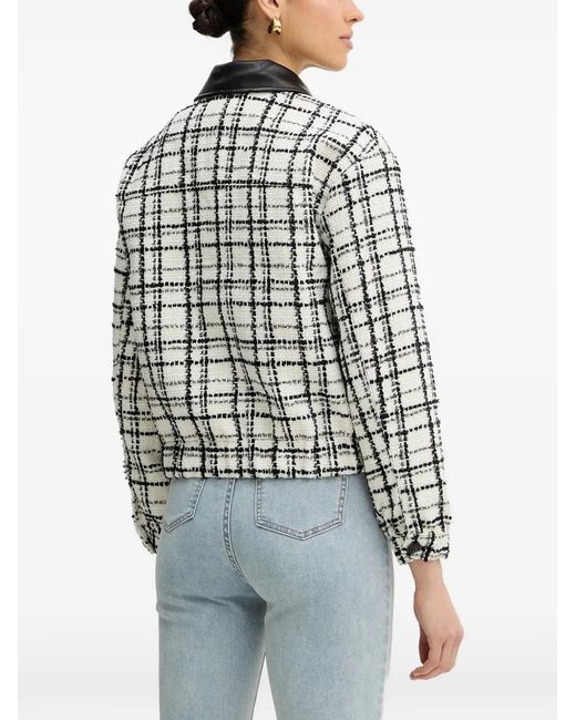 Morgan Blue Checked-Pattern Buttoned Jacket