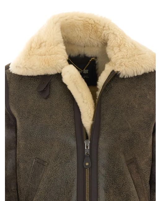 Schott Nyc Brown Shearling-Lined Leather Jacket for men
