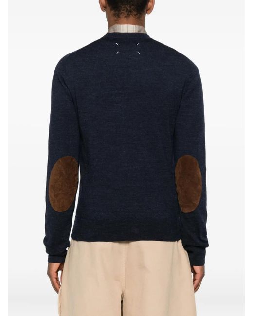 Maison Margiela Black Elbow-Patch Wool Sweater for men
