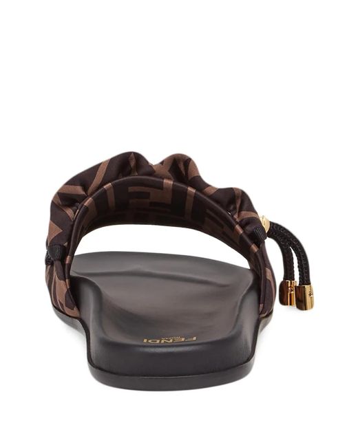 Fendi Brown Logo Slide Sandals
