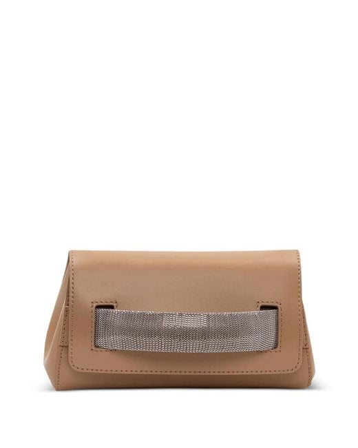 Orciani Brown Chain Gossip Xs-Alba Clutch Bag