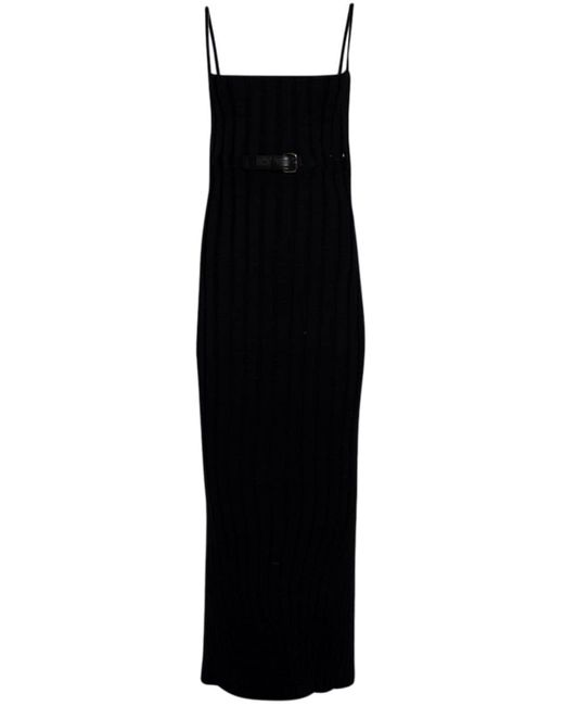 Alexander Wang Black Belted Ribbed-knit Dress