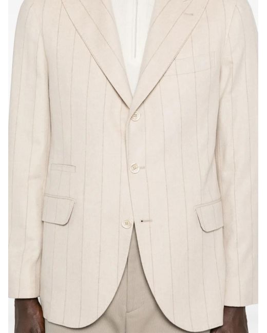 Brunello Cucinelli White Striped Blazer for men
