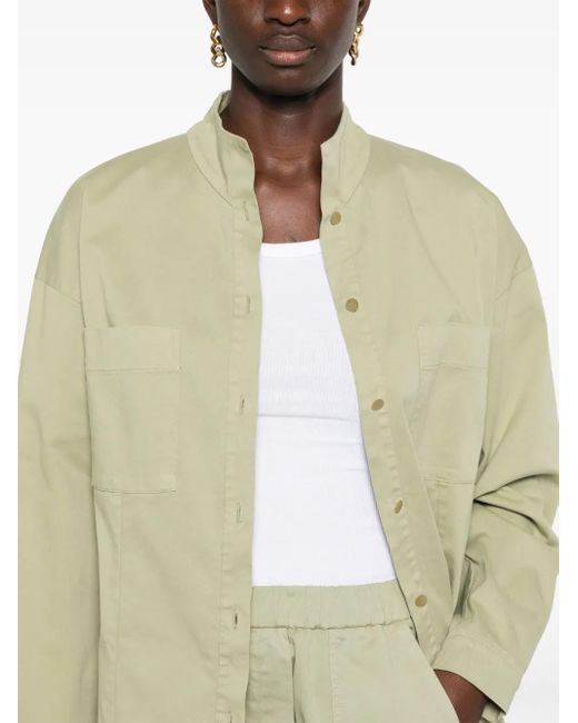 Forte_forte Green Peached Cotton Twill Collar Shirt Clothing