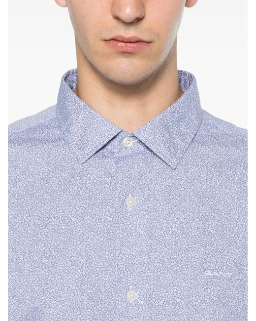 Gant Purple Floral-Print Long-Sleeve Shirt for men