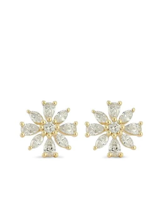 Dana Rebecca Alexa Jordyn フローラル ダイヤモンド ピアス 14Kイエローゴールド Metallic
