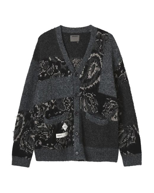 Musium Div. Black V-Neck Cardigan for men