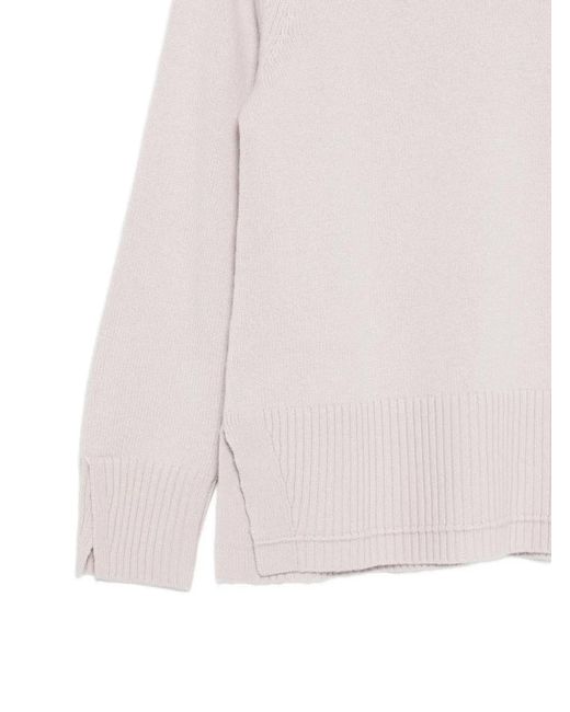 Alpha Studio Pink Ribbed-Trim Side-Slit Knit