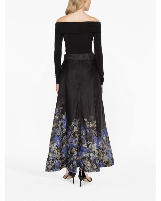 Zimmermann Black Lyrical Floral-print Maxi Skirt