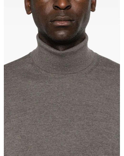 Gran Sasso Gray Roll-Neck Wool Sweater for men