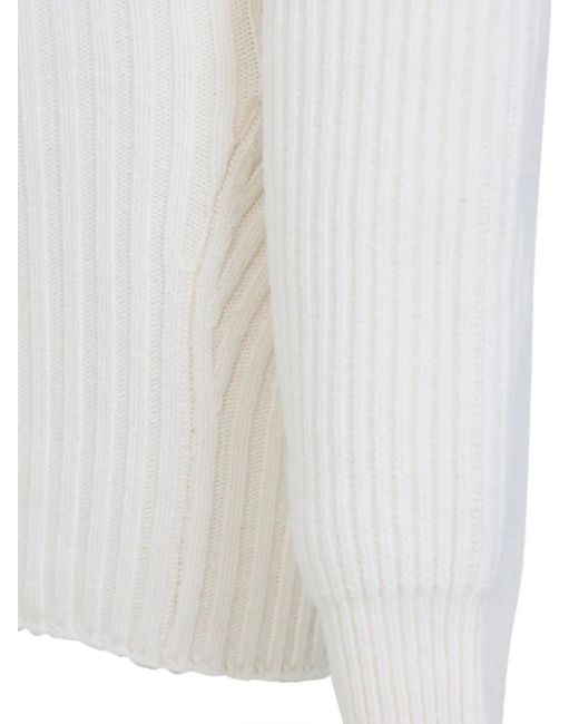 Jean Paul Gaultier White Wool Short Dress With Mesh Details