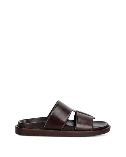 JONAK PARIS Brown Westminster Contrast-Stitch Leather Sandals