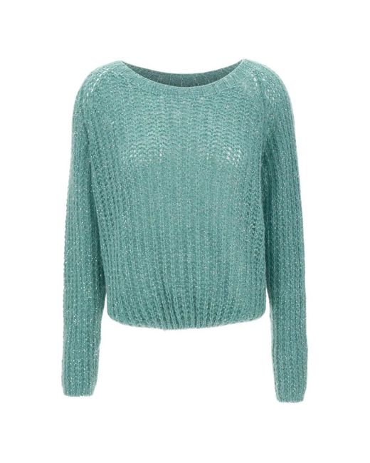 Kaos Blue Sequin-Embellished Openwork Knit