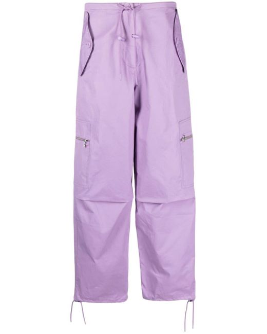 Samsøe & Samsøe Purple Chi Drawstring-waist Cotton Cargo Trousers