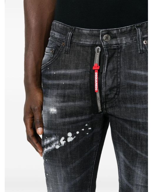 Jeans slim a vita media di DSquared² in Black da Uomo