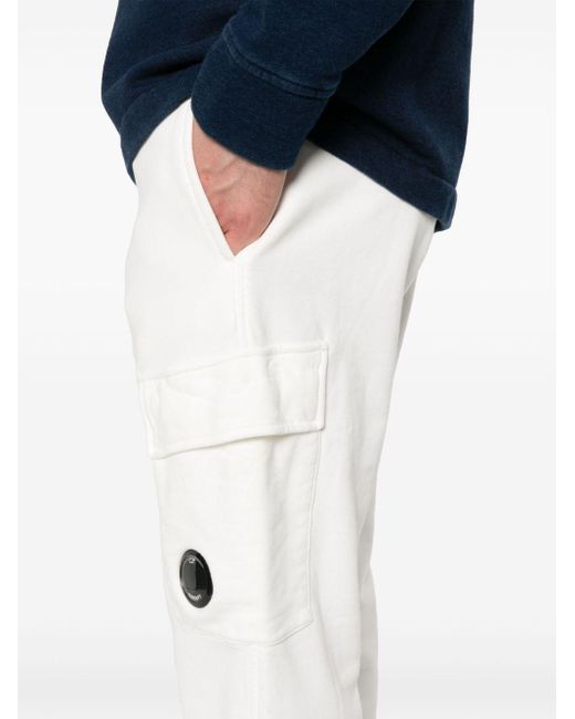 C P Company White Lens-detail Cotton Track Pants for men