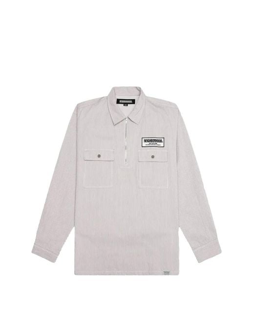 Neighborhood White Stripe Pocket Polo Shirt for men