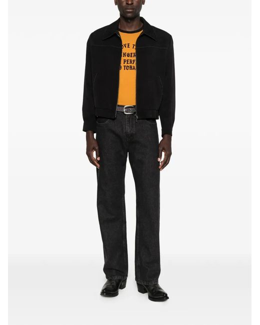 Second/Layer Black Herman Contrast-Stitch Jacket for men