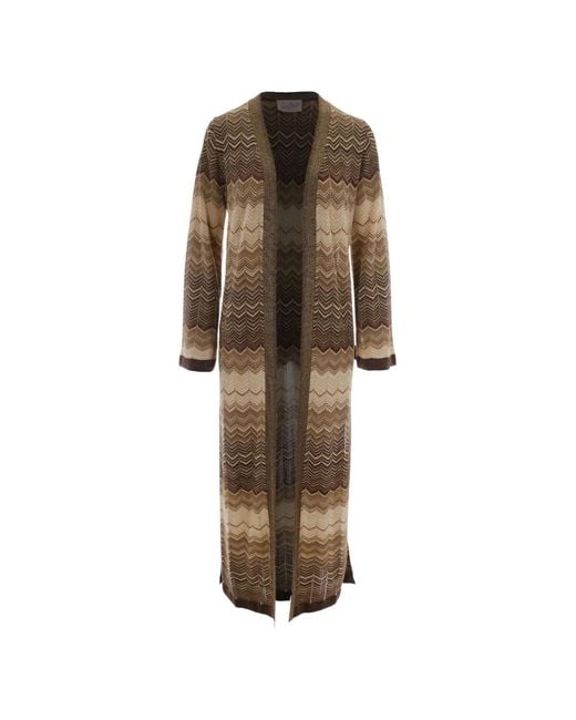 Mc2 Saint Barth Natural Tonia Chevron-Knit Cardigan
