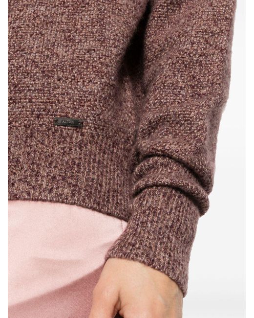 Kiton Brown Roll-neck Speckle-knit Jumper