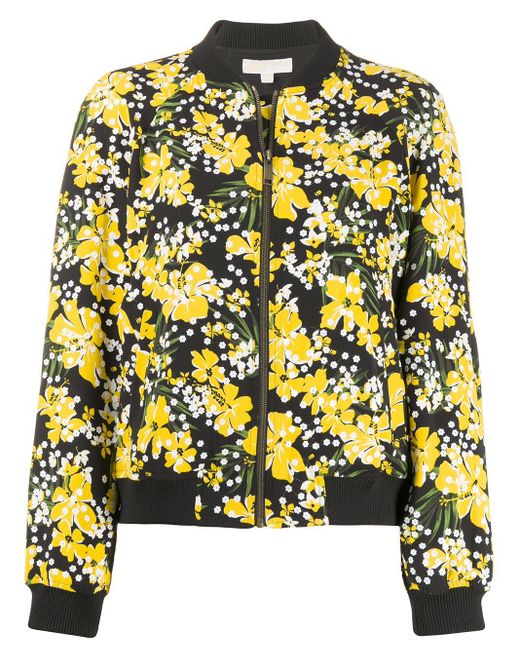 MICHAEL Michael Kors Yellow Floral Print Bomber Jacket