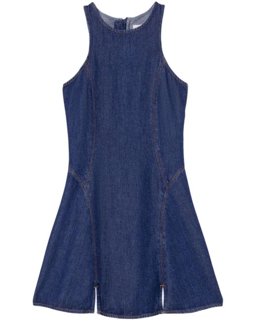 Re/done Blue Lyocell-Kleid Mit Reißverschluss